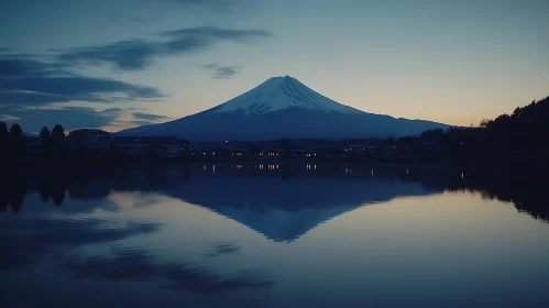 Snowy Mountain Peak Mirrored in Lake