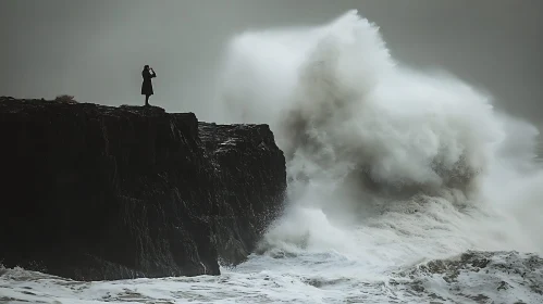 Silhouette at Stormy Sea