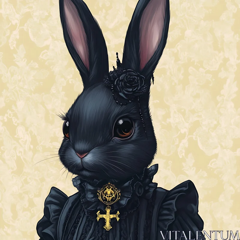 AI ART Dark Elegance: Gothic Bunny Art