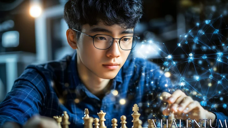 Chess Mastermind with Network Overlay AI Image