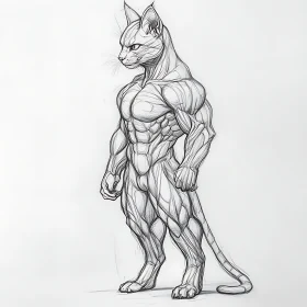 Anatomical Cat Sketch - Muscular Feline