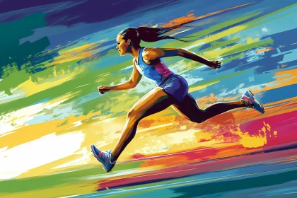 Energetic Female Runner in Motion Illustration