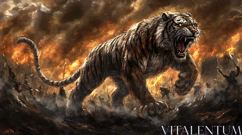 Tiger in Inferno AI Image