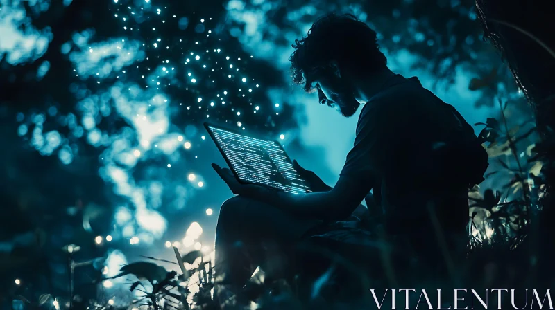 AI ART Man Coding in the Forest