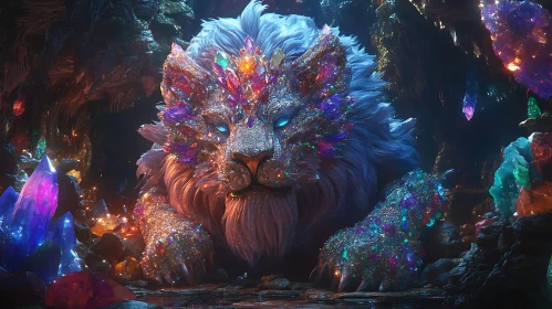 Gemstone Lion in Grotto