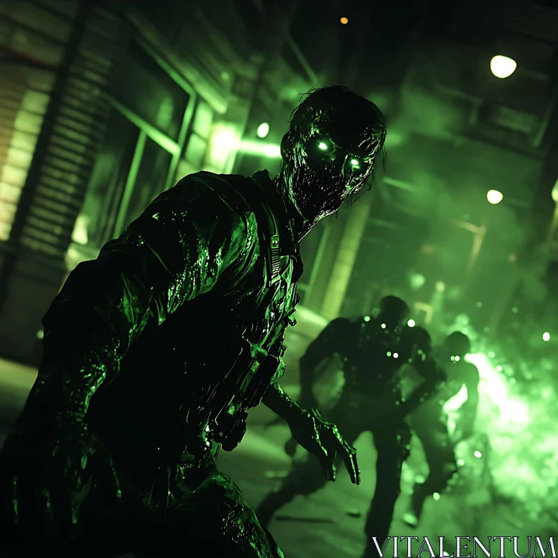 Undead Horror in Green Light AI Image