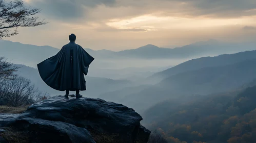 Mountain Vista with Figure in Kimono