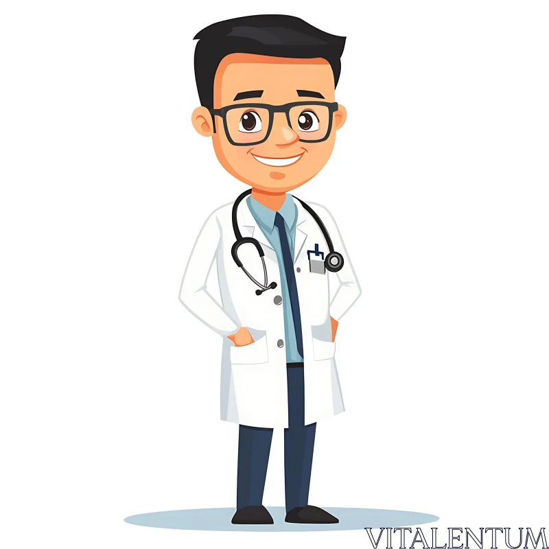 AI ART Friendly Cartoon Doctor in White Coat