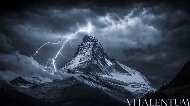 Mountain Lightning Storm AI Image