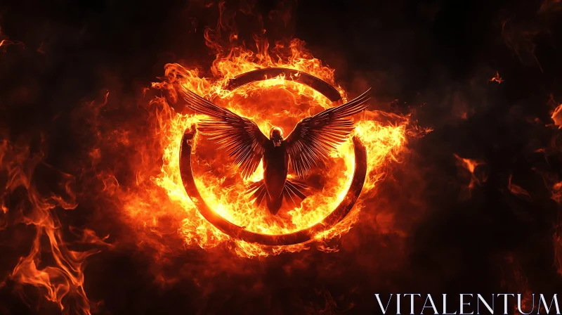 AI ART Phoenix Emblem in Blazing Fire Circle