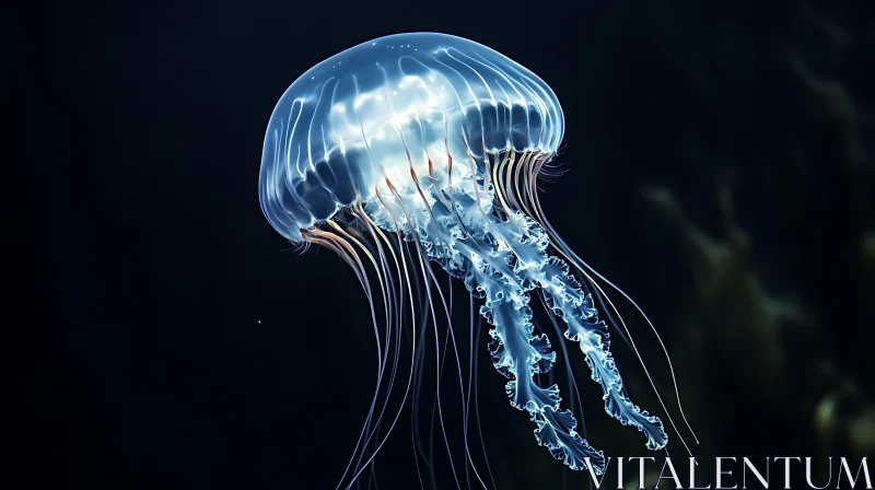 AI ART Translucent Jellyfish in Dark Ocean