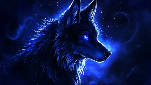 Mystic Wolf in Blue Light