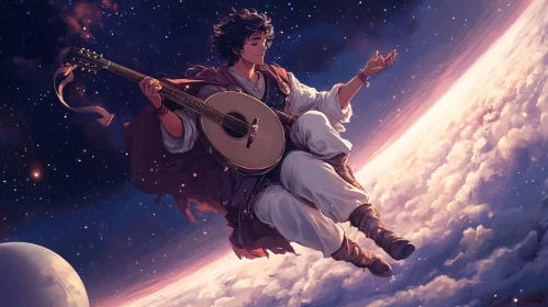 Floating Musician Above the World