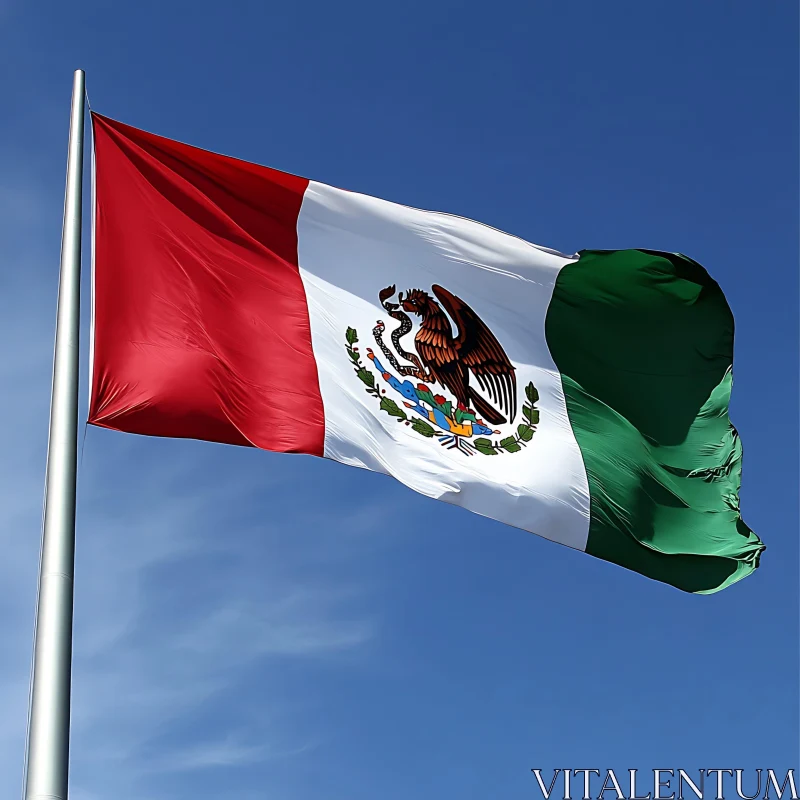 AI ART Mexican Flag Against Azure Sky