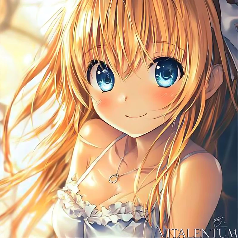 Charming Anime Character with Sparkling Eyes AI Image