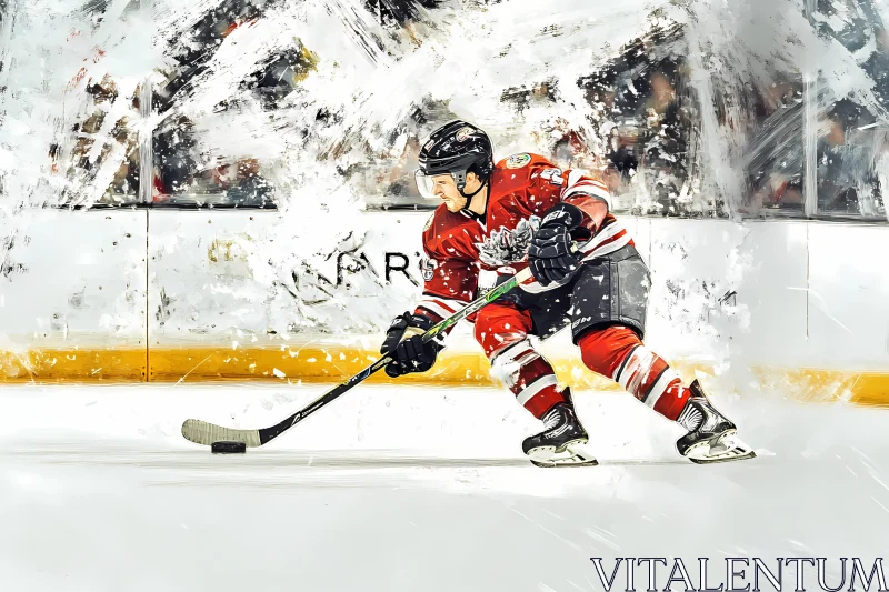 AI ART Intense Action: Hockey Player on Ice