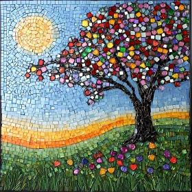 Gem-Leaf Tree Mosaic Art