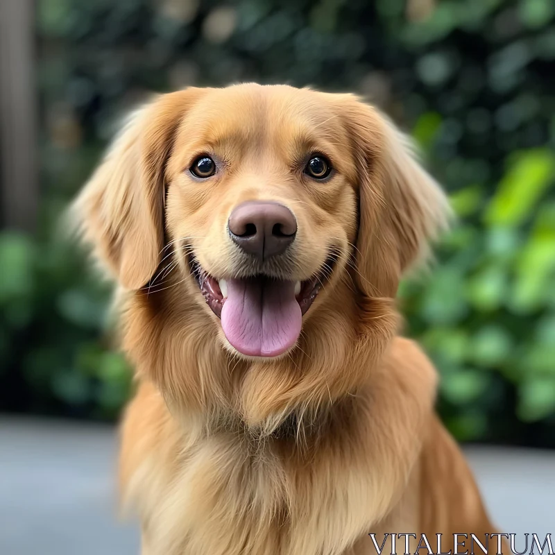 Happy Golden Retriever Outdoor Portrait AI Image