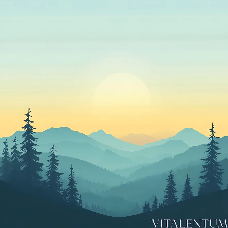 Peaceful Mountain View AI Image