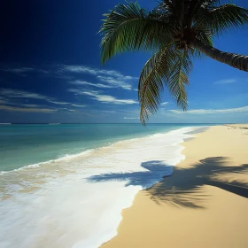 Peaceful Beach with Palm Tree