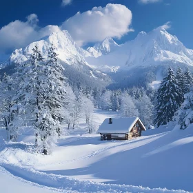 Snowy Cabin Retreat in Winter Wonderland