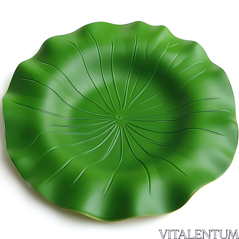 Green Leaf-Design Plate AI Image