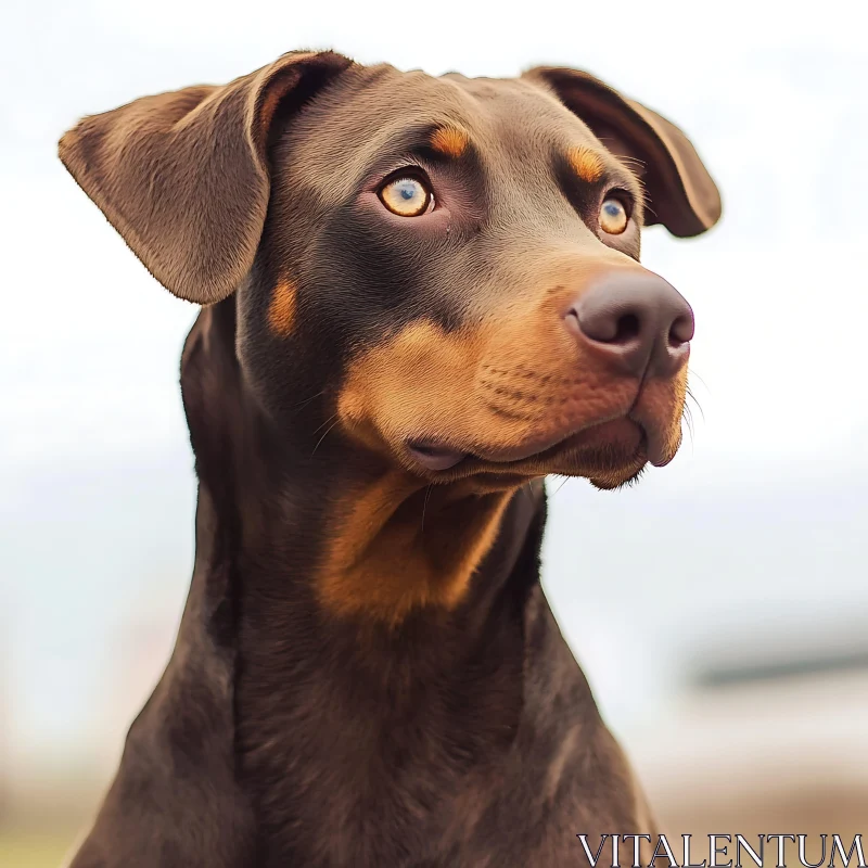 Alert Brown Dog with Inquisitive Expression AI Image