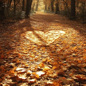 Golden Leaves Heart Shadow