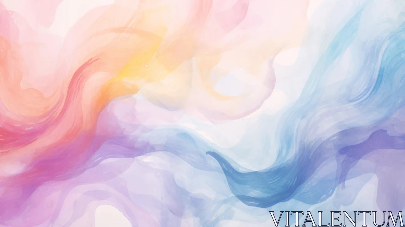 Abstract Watercolor Waves in Pastel Hues | Mystic Symbolism Art AI Image