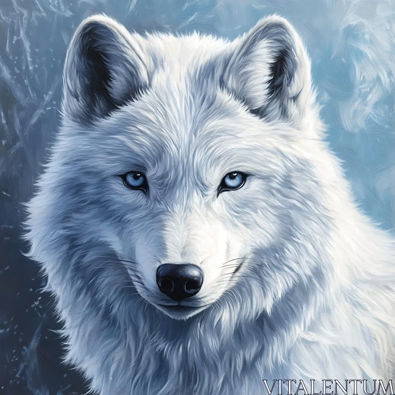 AI ART White Wolf with Blue Eyes