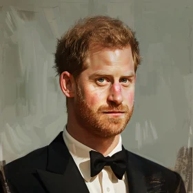 Artistic Portrait of Prince Harry in Formal Attire