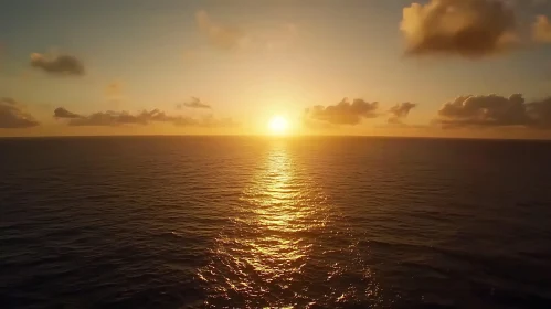 Seascape at Sunset with Golden Reflections