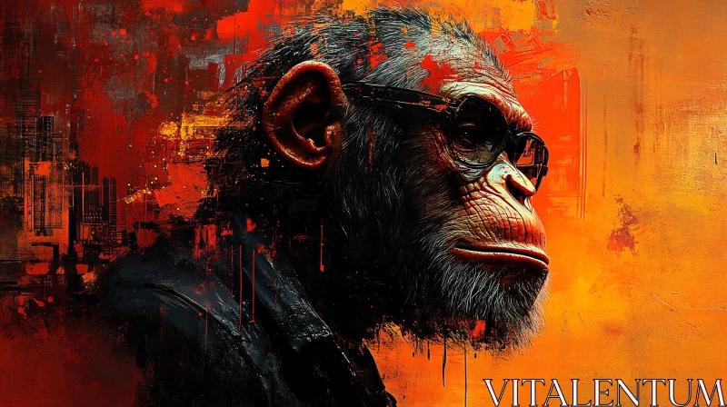 Chimpanzee in Sunglasses Art AI Image