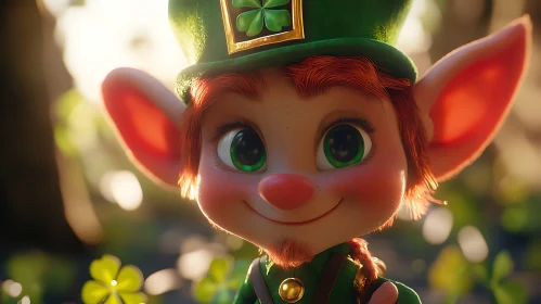 Whimsical Leprechaun with Green Eyes