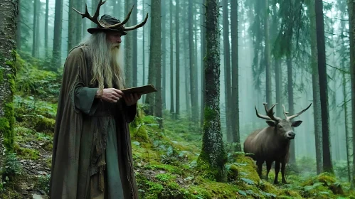 Mystical Forest Encounter with Wizard