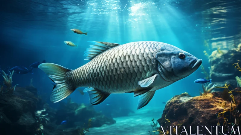 Underwater Sunlit Fish - A Realistic Metallic Artwork AI Image