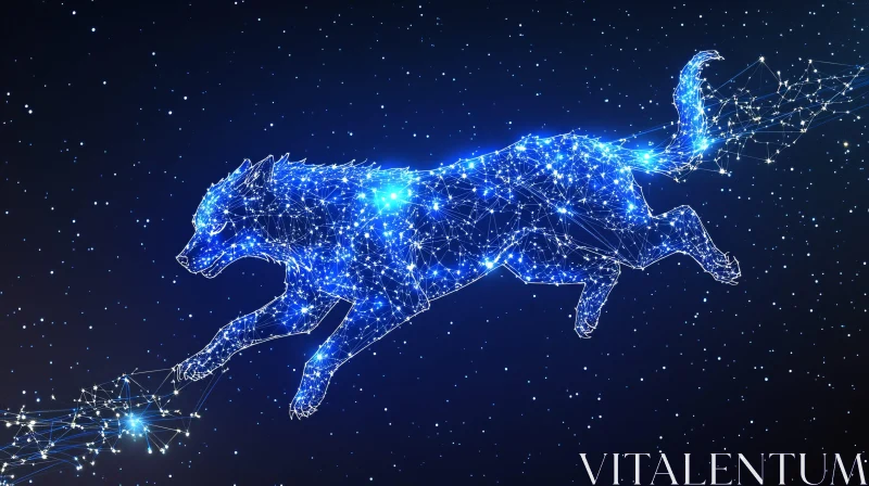 Astral Wolf Leaping Through Starry Sky AI Image