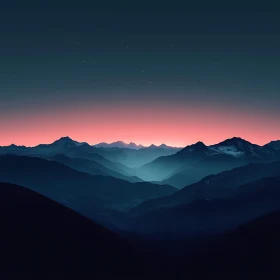 Dusk Over Mountain Peaks