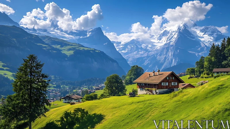 Alpine House with Mountain View AI Image