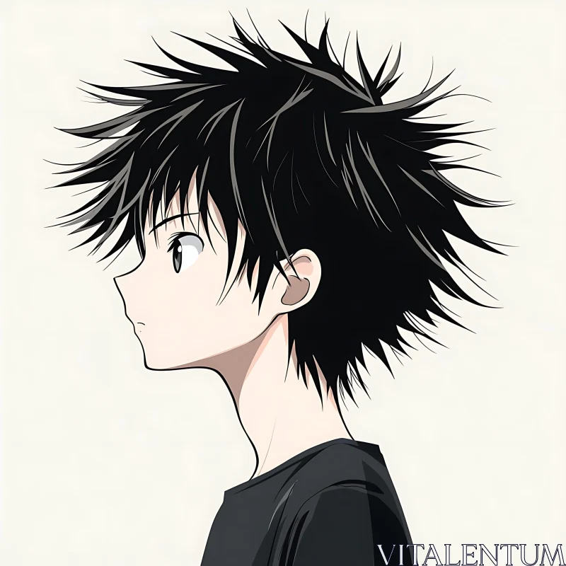 AI ART Profile of Anime Character with Black Hair