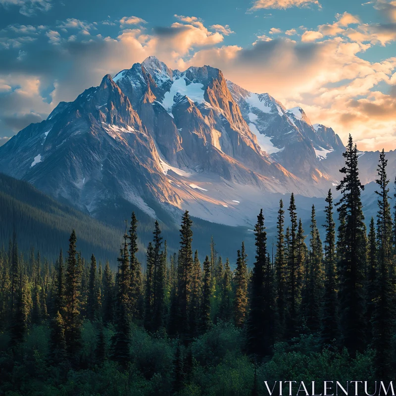 Mountain Landscape with Forest View AI Image