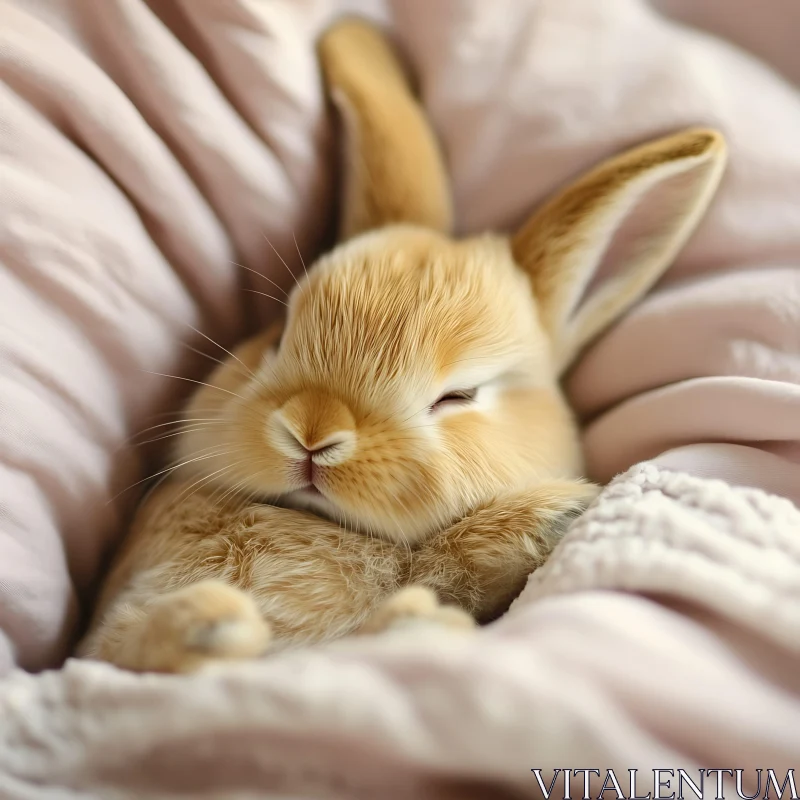 Restful Rabbit: A Cozy Nap Scene AI Image