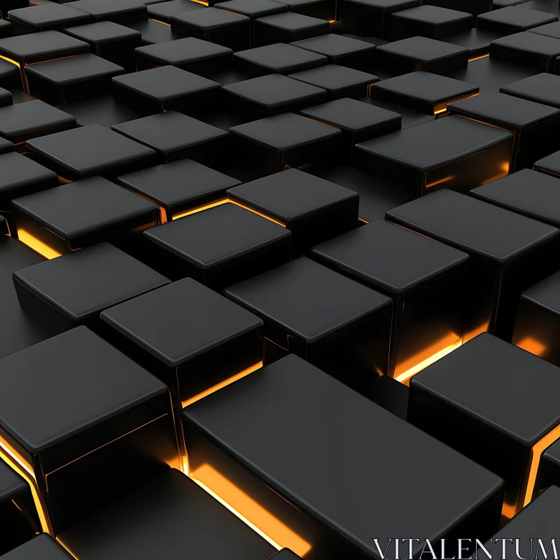 AI ART Modern 3D Geometric Pattern with Orange Lighting