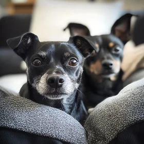 Cute Black Dogs in a Cozy Setting