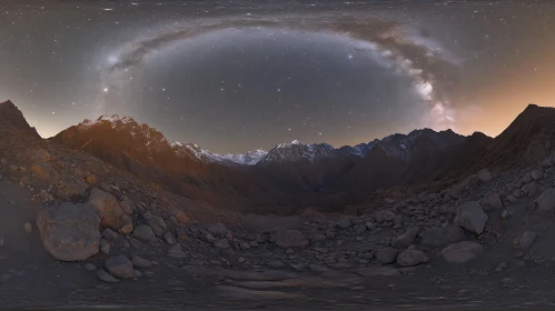 Mountain Range Under Starry Sky