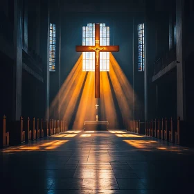 Golden Light in Church Interior