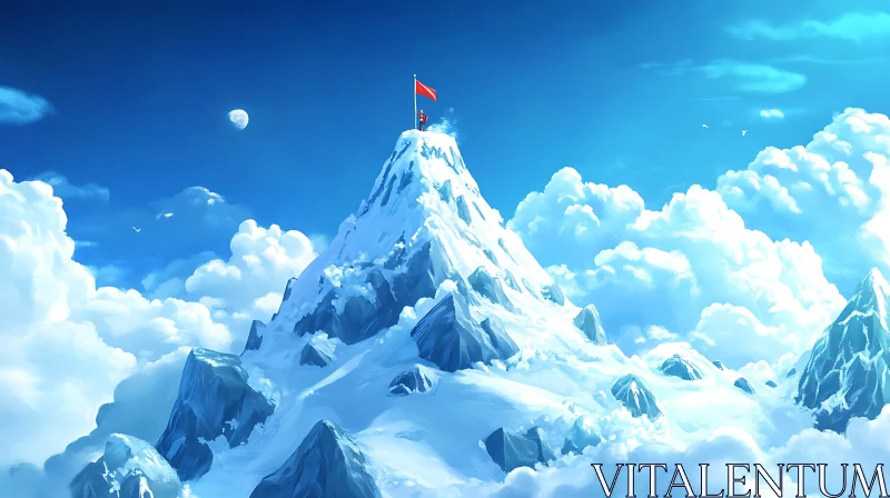 AI ART Summit's Red Banner: A Mountain Vista