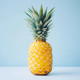 Tropical Pineapple on Blue Background