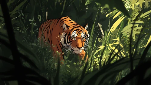 Bengal Tiger Among Greenery