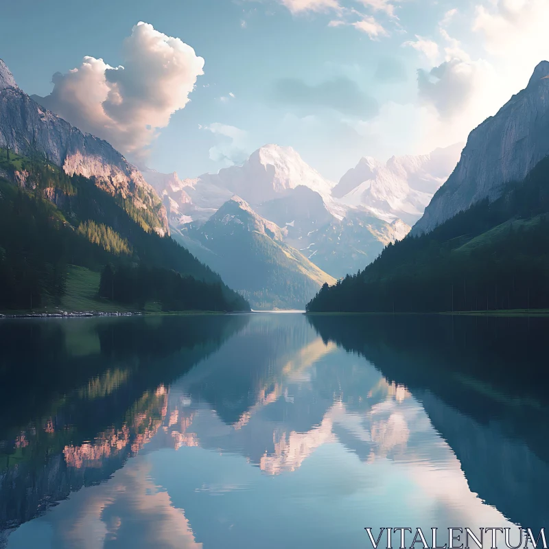 AI ART Still Lake Reflecting Mountain Peaks